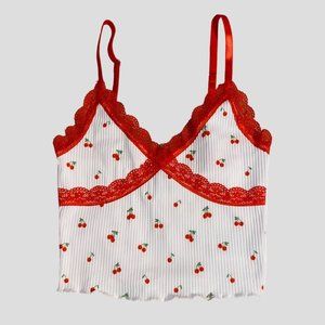 cherry lace cami top